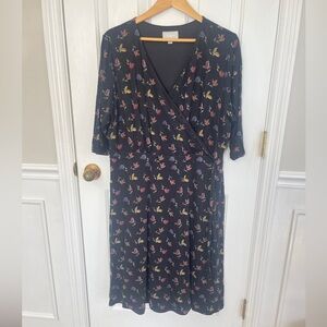 Ryllace Floral Size 2x Fall Colorful Black BOHO Womens Wrap Plus Dress